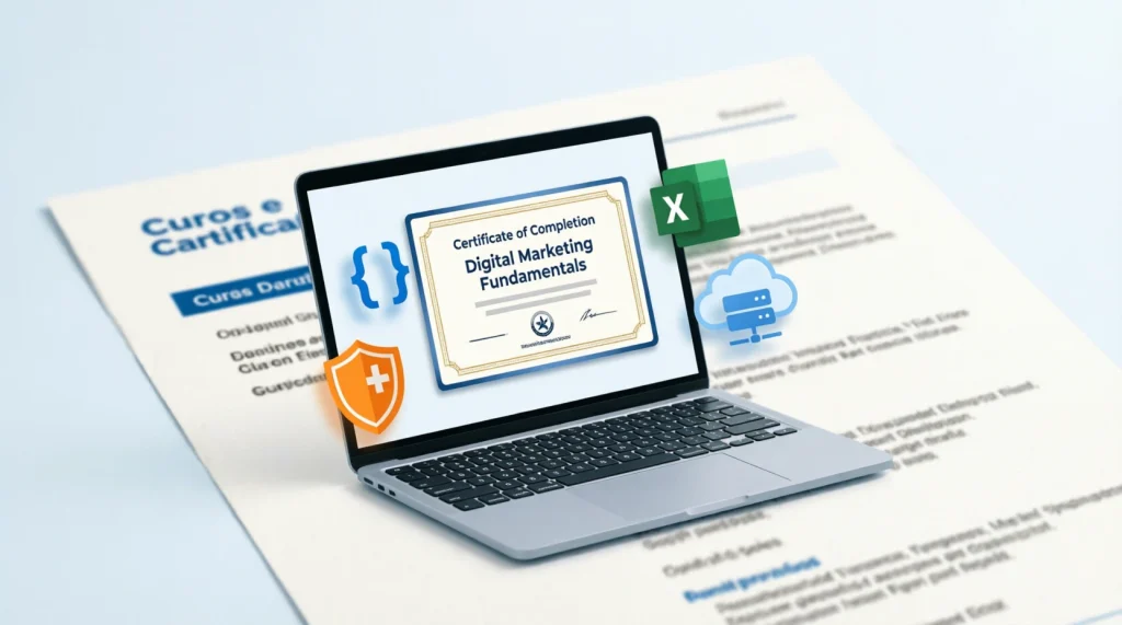 como colocar cursos online e certificados no currículo exemplos práticos