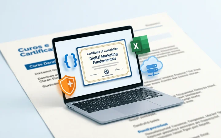como colocar cursos online e certificados no currículo exemplos práticos