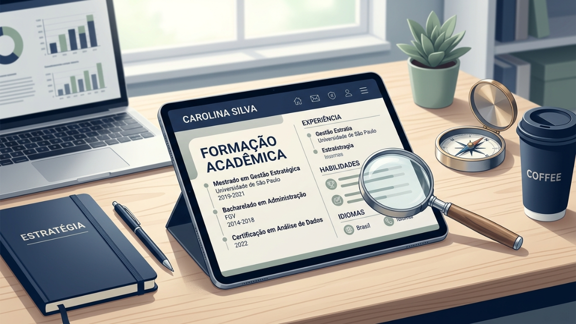 Ilustração de formação acadêmica da maneira correta.